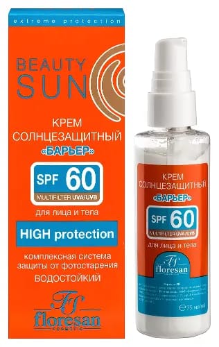 Floresan beauty sun солнцезащитный крем «барьер» spf60 75 мл