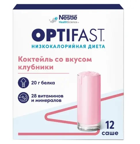 Nestle Оптифаст коктейль со вкусом клубники 636 гр