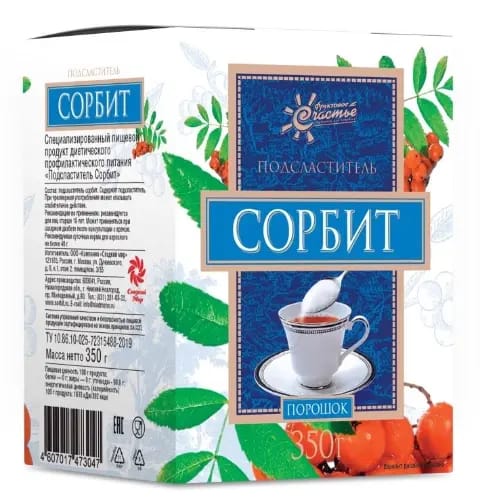 Подсластитель сорбит 350 гр/коробка/