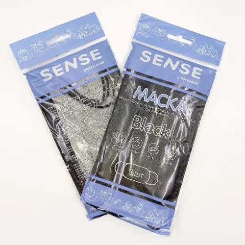 Маска медицинская из нетканого материала одноразовая 3 шт./ sense/черная