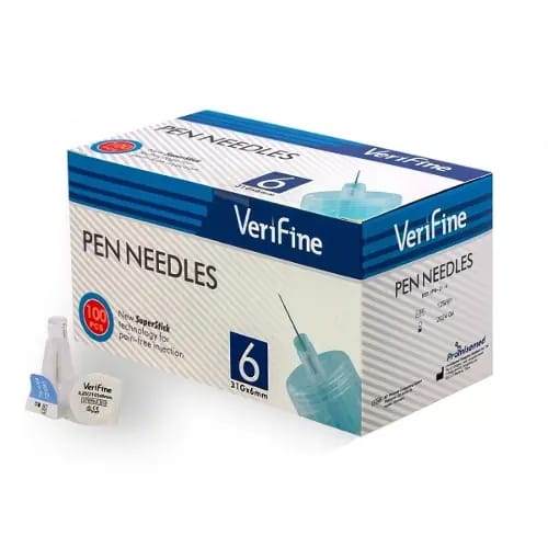 Иглы verifine (верифайн) стерильные для инсулиновых шприц-ручек 0,25(31g)х6 мм 100 шт.