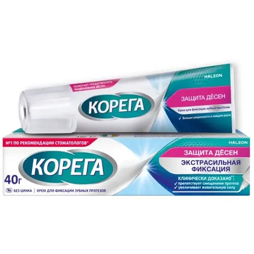 Корега крем для фиксации зубных протезов защита десен 40 гр