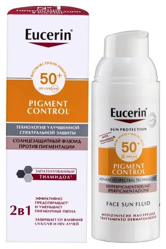 Eucerin флюид солнцезащитный против пигментации spf 50+ 50 мл