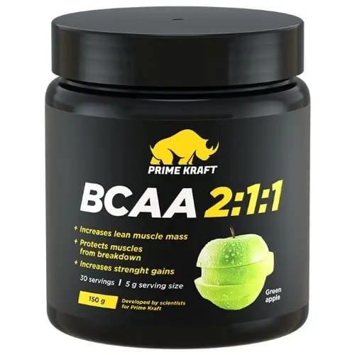 Prime kraft bcaa 2:1:1 со вкусом зеленое яблоко 150 гр/банка