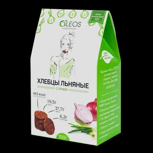 Oleos хлебцы льняные с луком 100 гр