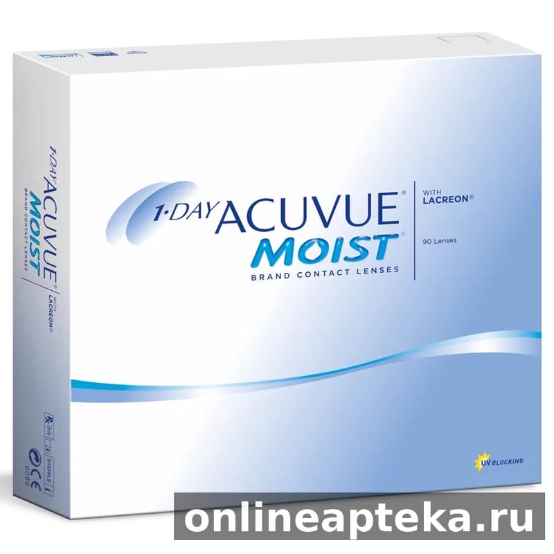 Acuvue 1day moist однодневные контактные линзы 8,5/14,2 90 шт./-3,75/